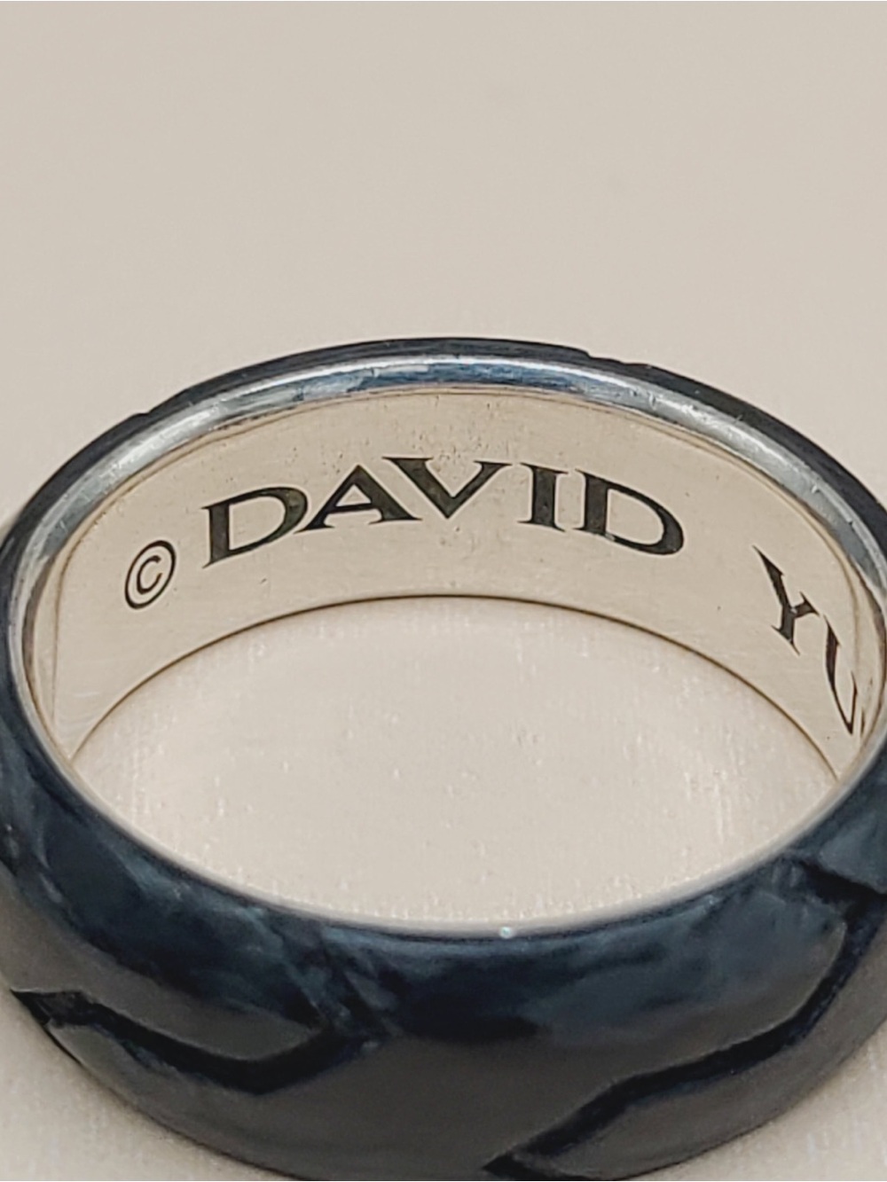 David Yurman Forged Carbon Band Ring In Sterling Silver - Picture 10 of 12